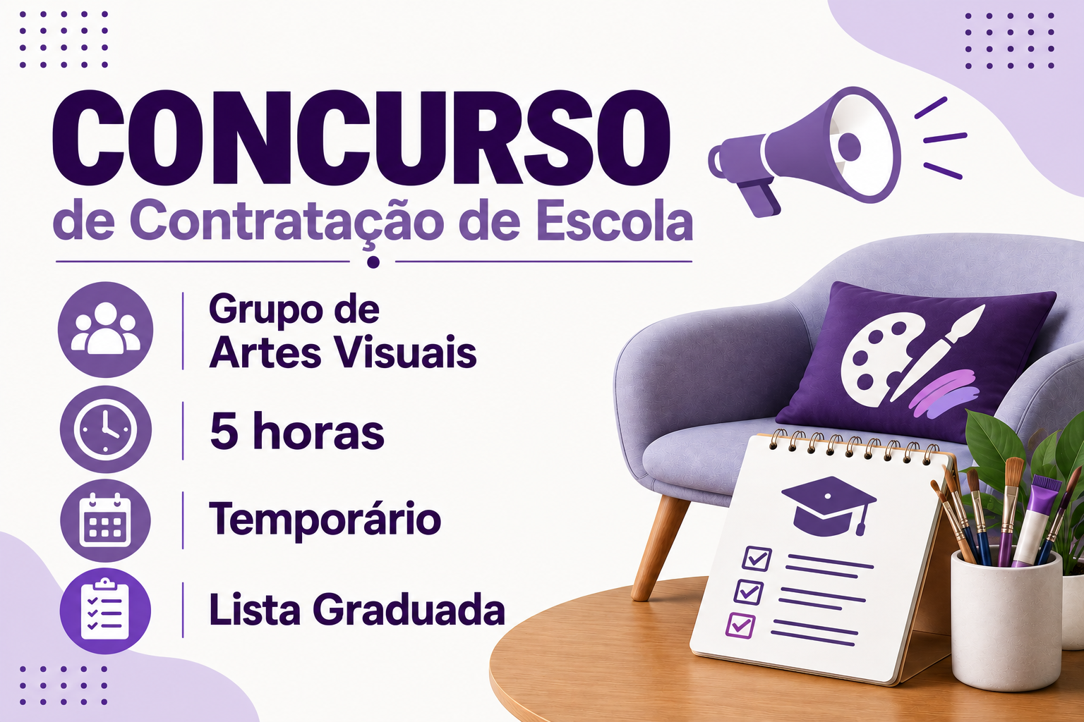 Contratação de Escola – Aviso Nº2 (26/27) – Artes Visuais – 5H – Temporário